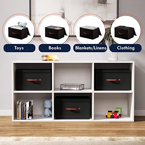 Ornavo Home 6 Pack Collapsible Storage Bins with Lid, 16.5x11.8x7.5, Black - Image 4