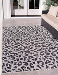 Unique Loom Outdoor Safari Collection Area Rug - Leopard (5' 1" x 8' Rectangle, Light Gray/ Gray) by UniqueLoom