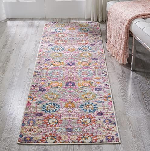 Nourison Home Passion Silver 2'2" x 10' Area Rug, Boho, Moroccan, Bed Room, Living Room, Dining Room, Kitchen, Easy Cleaning, Non Shedding, (10' Runner) by NourisonHome