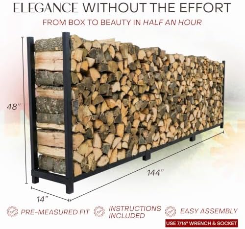 Woodhaven 12-foot Brown Firewood Rack – Made in USA – 3/4 Cord Raised Lumber Storage Rack – Keeps Wood Dry & Ready – Heavy-Duty Steel, Lifetime Structural Warranty (Without Cover) - Image 4