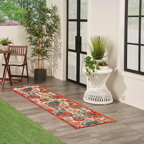 Nourison Home Aloha Red Multicolor 2'3" x 8' Area Rug - Easy Clean, Non Shedding, Bed Room, Living Room, Dining Room, Kitchen (8' Runner) - Image 3