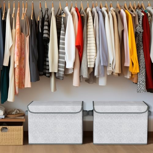 Univivi Decorative Fabric Storage Boxes with Lids, 4 Pack, Gray - Image 6