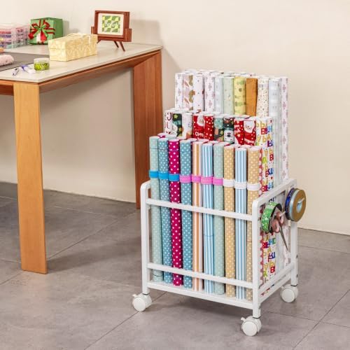 Aquzee Wrapping Paper Storage Organizer, Blueprint Holder, 6 Adjustable Rod - Image 3
