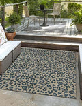 Unique Loom Outdoor Safari Collection Area Rug - Leopard (6' 1" Square Blue/Gray) by UniqueLoom