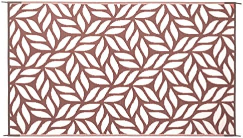 Stylish Camping 256097 6-feet by 9-feet Reversible Mat, Plastic Straw Rug, Large Floor Mat for Outdoors, RV, Patio, Backyard, Picnic, Beach, Camping - Leaf Mat (Brown/White) - Image 5