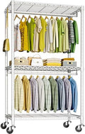FUTASSI Rolling Clothes Rack, Clothing Racks for Hanging Clothes, White by FUTASSI