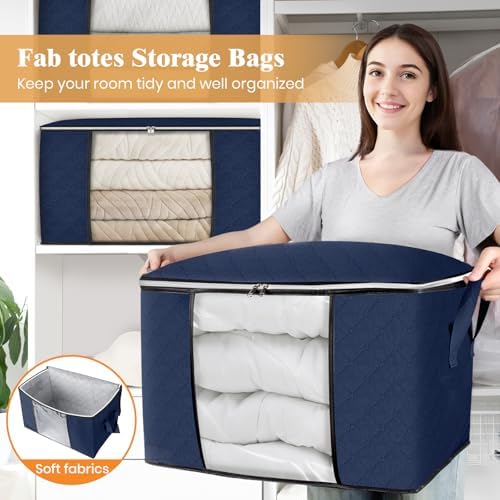Fab totes 90L Clothes Storage, Foldable Thick Fabric Blanket Storage Bags - Image 5