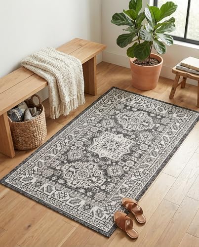 Rugs.com - Outdoor Aztec Rug – 3' 1 x 5' 3 Charcoal Gray Indoor/Outdoor Rug – Stain-Resistant for Patios, Decks, and Porches - Image 4