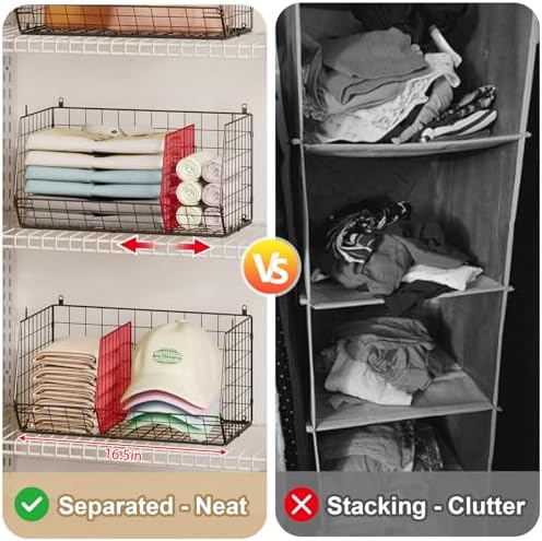 5 Tier Extra Large Closet Hanging Organizer with 5 Dividers,16.5"L x 11.8"W x 51.4"H Closet Organizers and Storage with 5 S Hooks,Clothes Organizer for Sweaters Clutches Handbags Hats Accessories - Image 6