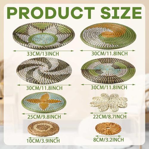 Tatuo 11 Pcs Boho Wall Basket Decor Woven Wall Hanging Art, Stylish - Image 4