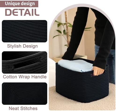 OIAHOMY 4 Pack Storage Baskets for Organizing 15L Cube Storage Bins Black - Image 2
