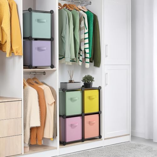 Sorbus 6 Cube Storage Organizer with 6 Fabric Bins (Clear) - Image 4