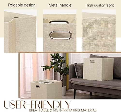 13x13x13 Inch Foldable Cube Storage Bins with Metal Handles, 4 Pack - Image 2