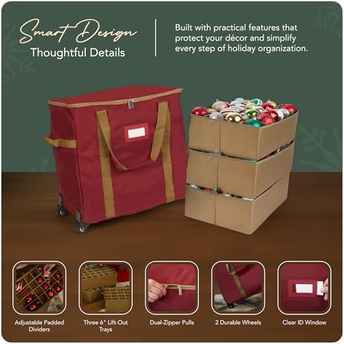Covermates Rolling Adjustable Ornament Storage Bag, 19.25"W x 13"D x 18.5"H - Image 4