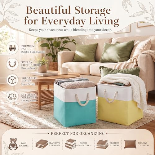 6 Pack Pastel Foldable Storage Bins , 11 Inch Cube Fabric Storage Baskets - Image 6