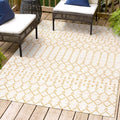 Eyely Moroccan Woven Area Rug 8X10 Cream/Yellow, Indoor Outdoor Rug by eyely