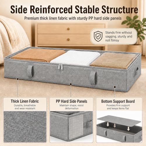 Side-Supported Under Bed Storage Containers, 8 Inch 80L Clothes Storage Bin - Image 4