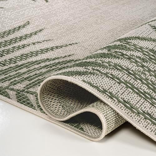 JONATHAN Y Palm Frond Border Indoor Outdoor Area Rug 5X8 Green/Cream, Isla Coastal Cottage for Backyard, Patio, Porch, Easy-Cleaning, High Traffic, Pet-Friendly, Non-Shedding (TSN207B-5) - Image 5
