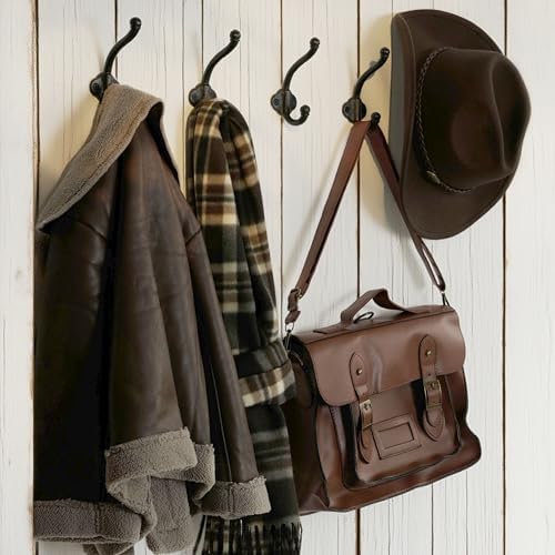 WEBI Rustic Coat Hooks Wall Mount,10 Cast Iron Wall Hooks for Hanging Heavy Duty Antique Backpack Hooks Vintage Decorative Wall Hooks for Farmhouse,Closet,Mudroom,Robe,Coats,Clothes,Black - Image 7