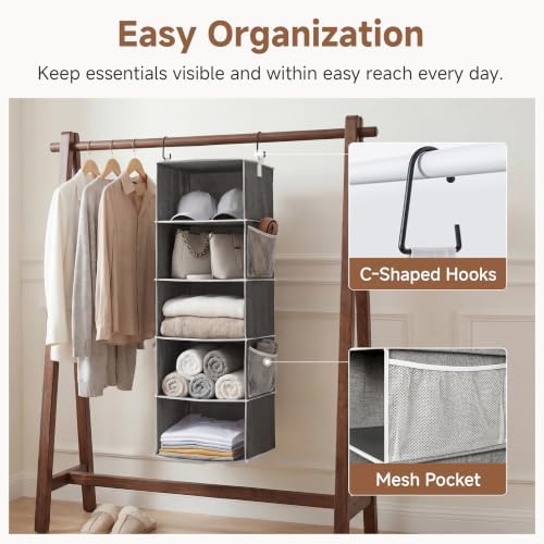 StorageWorks Hanging Closet Organizer for Small Closets, 5 Shelf - Image 4
