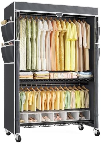 Raybee Rolling Clothes Rack with Cover, Portable Closet for Bedroom, Dorm by Raybee