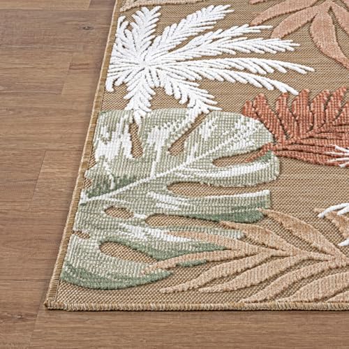 Luul Home Floral Indoor Outdoor Rugs 6x9 Large Area Rug for Living Room, Patio Decor, Kitchen, and Entryway Rug, Washable Stain Resistant Outside Carpet Beige 6 x 9 - Image 6