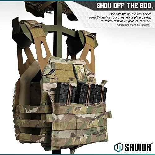 Savior Equipment H.A.B Tactical Gear Stand Helmet Vest Belt Display Rack, Military Gear Holder Plate Carrier Indoor Home Garage Free-Standing Organizer, Heavy Duty Steel Construction Hold Up To 70 lbs - Image 4