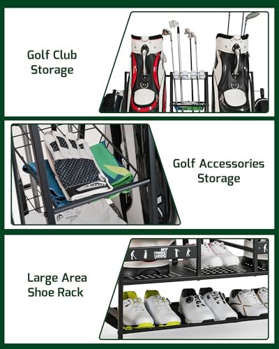Mythinglogic 2-Bag Golf Storage Organizer with Golf Club and Shoe Storage - Image 3