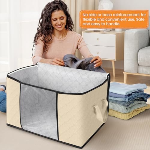 Fab totes 90L Clothes Storage, Foldable Thick Fabric Blanket Storage Bags - Image 3