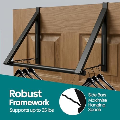 HOLDN’ STORAGE Over The Door Hanger Rack Foldable, Black - Image 6