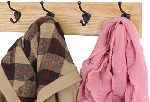 PegandRail Oak Wall Mounted Coat Rack with Bronze Hooks (Natural, 52" x 4.5" with 10 Hooks) - Image 3