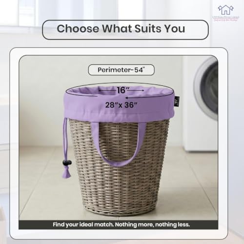 LFH Home Cotton Rich Large Premium Canvas Laundry Bag, Heavy Duty Washable Laundry Hamper with Drawstring & Handles, Multi-Use Clothes Storage for Home, Travel & College 28"x36" (Pack of 6) - Lavender - Image 2