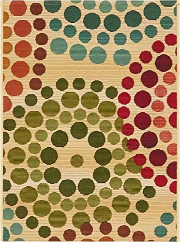 Unique Loom Outdoor Modern Collection Area Rug - Spark (2' 2" x 3' 1" Rectangle, Beige/ Burgundy) - Image 2