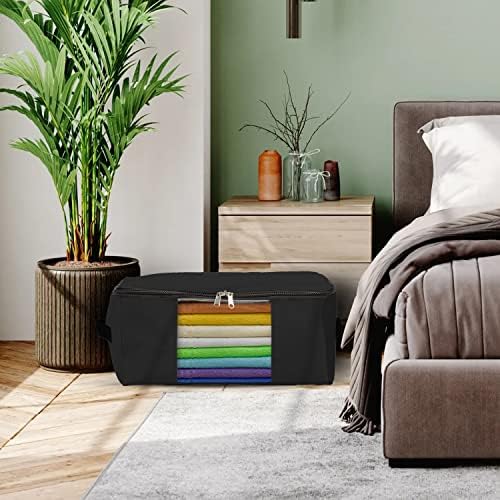 Covers & All Storage Bags, 90 litres Large size Space Saver bags Heavy Duty Storage Organizer Multipurpose, 12 Oz Waterproof UV-Resistant & Tear-Proof (Pack of 5, Black) - Image 4