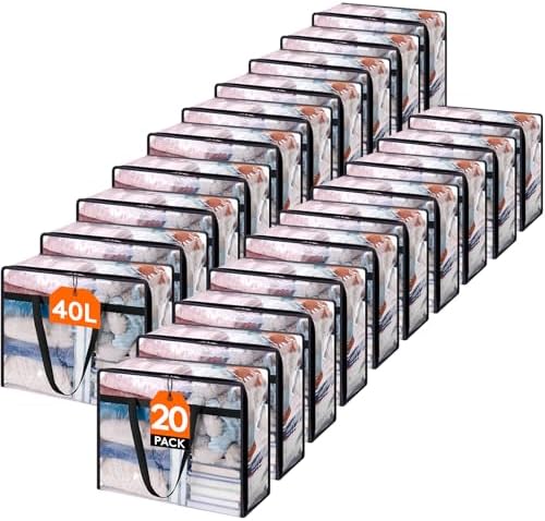 Lifewit 45L Clear Clothes Storage Bags,Plastic Foldable Blanket Storage Bag by Lifewit