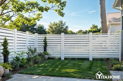 YITAHOME 44" W X 44" H Air Conditioner Fence Privacy Screen, Outdoor Trash Can Enclosure with Metal Stakes, Vinyl Pool Equipment Enclosure (4 Panels, White) - Image 7