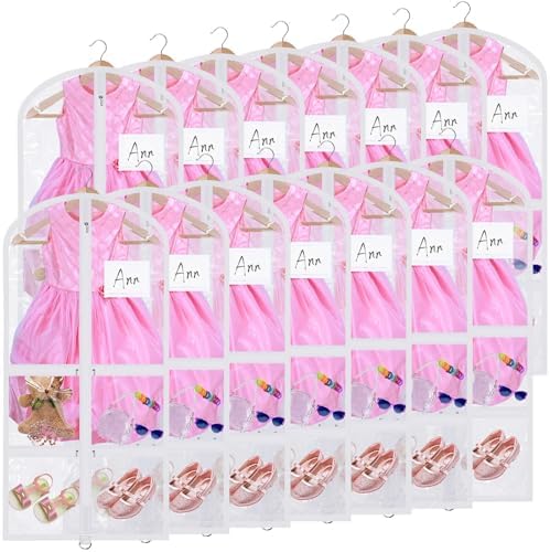 Geelin 14 Pcs Garment Bags for Dance PVC Clear, Translucent White by Geelin