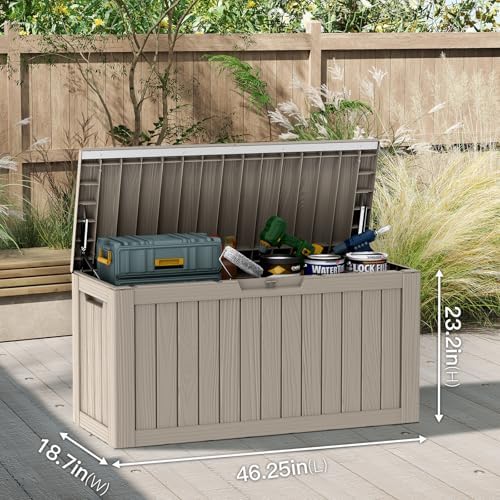 Mars Villa Deck Box, Outdoor Storage Box Waterproof, 80 Gallon, Grey - Image 2