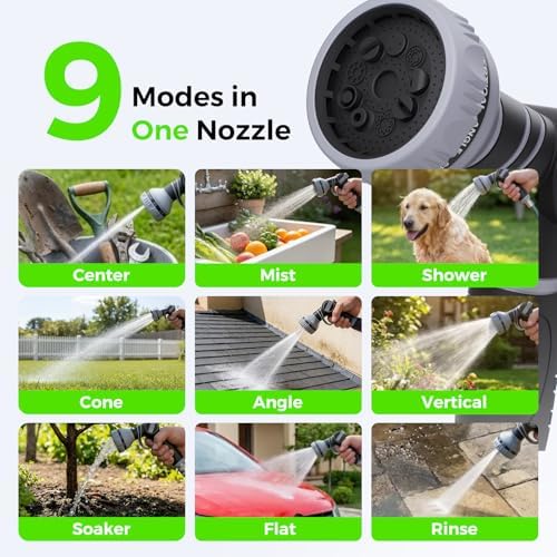 Retractable Garden Hose Reel, 5/8in 100 ft Hose Reel with 9 Patterns Nozzle - Image 5