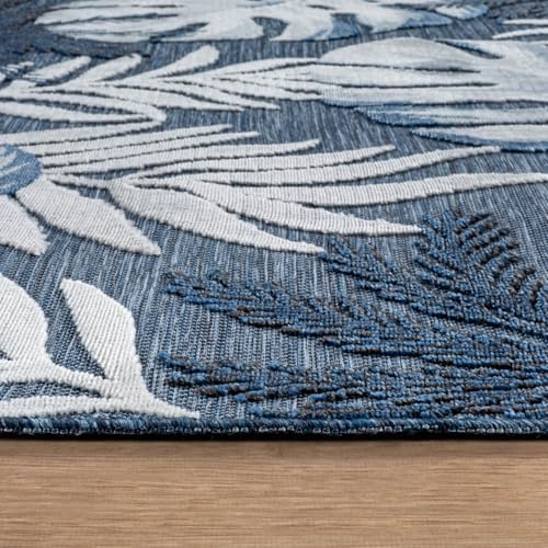 Luul Home Floral Indoor Outdoor Rugs 8x10 Large Area Rug for Living Room, Patio Decor, Kitchen, and Entryway Rug, Washable Stain Resistant Outside Carpet Navy 8 x 10 - Image 7