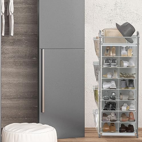 Simple Houseware 16 Cube Shoe Stand Tower Rack 8 Tier, Gray - Image 6