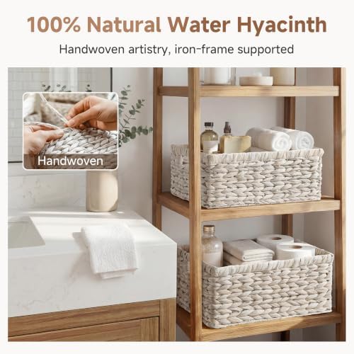 StorageWorks Large Wicker Baskets for Storage, White Wicker Baskets, 2-Pack - Image 5