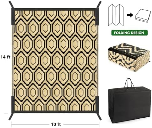 10x14 Outdoor Rug, Plastic Woven Patio Mat, Waterproof RV Camping Rug - Image 2