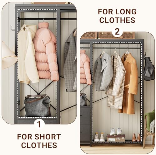 Lulive Clothes Rack with 2 Rods, Shelves, Drawers & Hooks, Garment Rack - Image 6