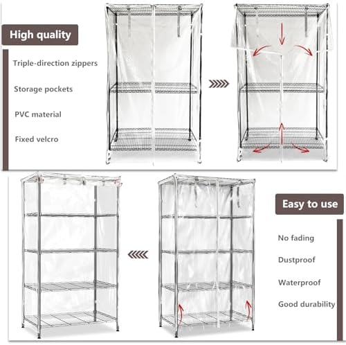 okcool Waterproof Shelf Cover,All Clear Wire Shelf Cover with Zipper,Transparent PVC Clearly Visible.(Fits 60" Wx24 Dx72 H Shelves) - Image 5