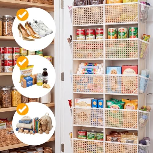 Over The Door Organizer 5 Tiers, Extra Large Behind Door Storage of 10 Compartments, 80 lbs Weight Capacity Hanging Storage Organizer with Clear Window Kids Toys, Shoes,Diapers, Braided Style - Image 4