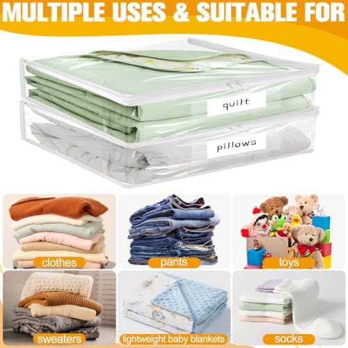 Plastic Storage Bags with Easy-Glide Zipper, Pack of 8, Durable Clear Vinyl Zippered Storage Bags for Clothes Sweaters Comforters Blankets Sheets Bedding (25 x 21 x 11 Inch, Transparent White) - Image 6