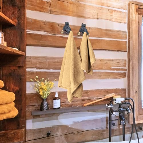 Set of 4 Resin Black Bear Wall Hooks Rustic Cabin Towel Coat Rack - Image 3