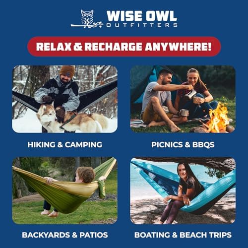 Wise Owl Outfitters Camping Hammock – up to 500lbs Portable Hammock with Tree Straps - Travel, Backpacking, Hiking, Outdoors Camping Gear - Single or Double - Image 5