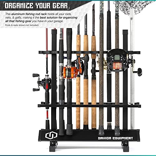 Savior Equipment Fishing Rod Rack Holder Organizer, 24-48 Slots to Hold Fresh Salt Water Spinning Rods & Reel Combo, Lightweight Aluminum Vertical Fish Pole Garage Storage Ground Display Stand - Image 2